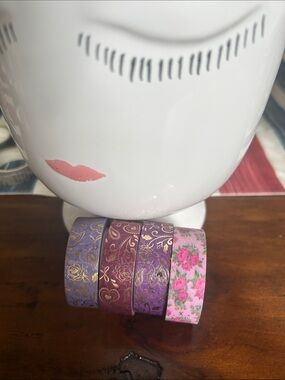 Simply Gilded floral  Decorative Washi Tape Set Pink & Purple set of 4 like new